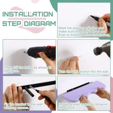 Geetery 3 Pcs Wavy Floating Shelves Cute Cloud Shelves Kawaii Danish Room Decor Funky Squiggle Wall Shelf Preppy Book Shelf for Wall Bedroom Bathroom Display (Pink, Green, Purple)