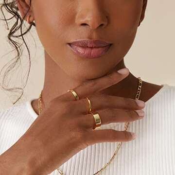 PAVOI 18K Yellow Gold Plated Rings - Gold Stacking Rings for Women - Size 5