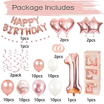 Elegant First Birthday Balloon Boxes and Decorations Set