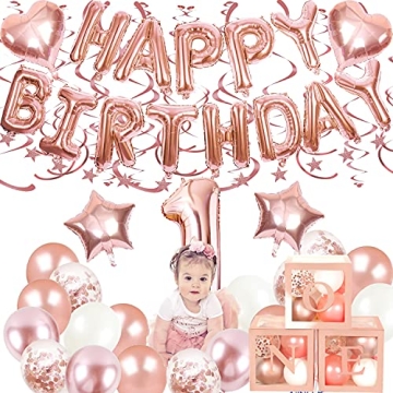 Elegant First Birthday Balloon Boxes and Decorations Set