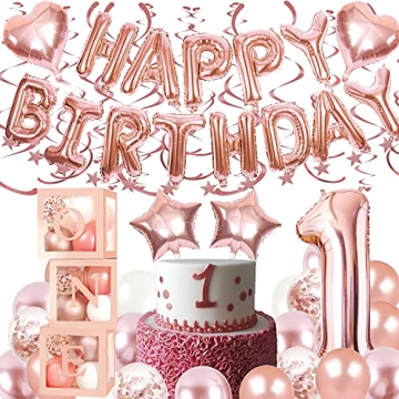 Elegant First Birthday Balloon Boxes and Decorations Set