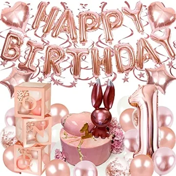Elegant First Birthday Balloon Boxes and Decorations Set