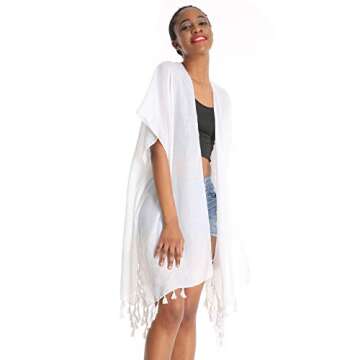 Women Floral Kimono Swimsuit Cover Up Cardigan - Long Chiffon Print Swimwear Beach Bathing Bikini Coverup Boho Batwing Loose Tops Outwear Kimono Dress Plus Size Loose Sleeve Shawl