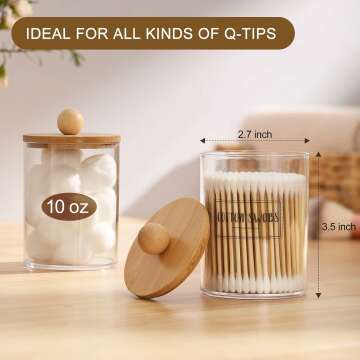 6-Pack Bamboo Qtip Holders for Bathroom Storage