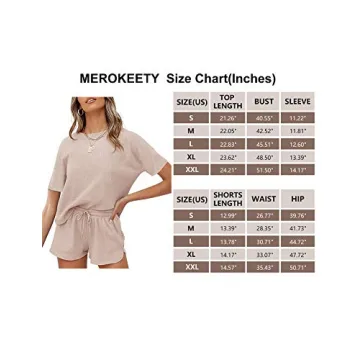 MEROKEETY Women's Short Sleeve Waffle Pajama Sets Lounge Top and Shorts 2 Piece Tracksuit Outfits, ShortBeige, L