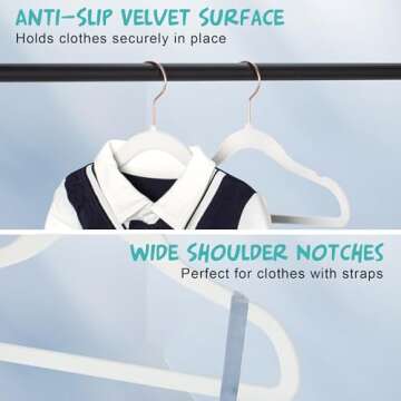 Kids Velvet Hangers Non-Slip Clothes Hangers, 11.8” Inch 50 Pack Space Saving Childrens Hangers -360° Swivel Rose Gold Hook, Strong & Durable Infant/Toddler White Hangers by TIMMY