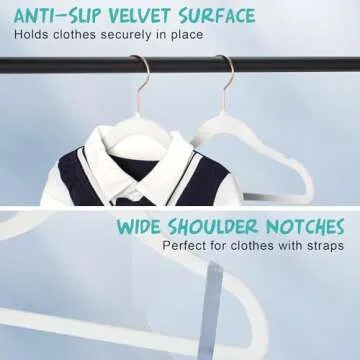 Kids Velvet Hangers Pack of 50 - Non-Slip Space Saving Style
