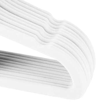 Kids Velvet Hangers Non-Slip Clothes Hangers, 11.8” Inch 50 Pack Space Saving Childrens Hangers -360° Swivel Rose Gold Hook, Strong & Durable Infant/Toddler White Hangers by TIMMY