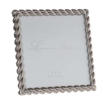 Lawrence Frames 4x4 Brushed Nickel Metal Picture Frame with Rope Design