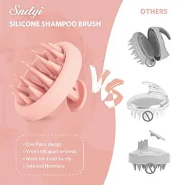 Sndyi Scalp Massager Shampoo Brush, 100% Silicone Hair Scrubber for Washing Hair, Upgraded Scalp Scrubber/Exfoliator for Dandruff, Head Scalp Massager for Hair Growth, Wet Dry Scalp Brush, Pink
