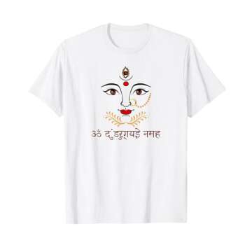 Hindu Goddess Durga Yoga T-Shirt with Sanskrit Mantra T-Shirt