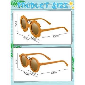 Dunzy 16 Pairs Kids Sunglasses Cute Round Flower Sunglasses groovy party favors for Toddler Girls Boys Beach Party, Aged 3-10(Fresh Color)