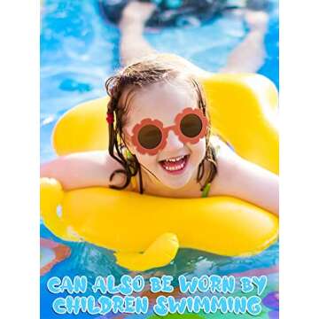 Dunzy 16 Pairs Kids Sunglasses Cute Round Flower Sunglasses groovy party favors for Toddler Girls Boys Beach Party, Aged 3-10(Fresh Color)
