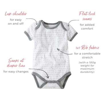 Burt's Bees Baby unisex baby Bodysuits, 3-pack Long & Short-sleeve One-pieces, 100% Organic Cotton B...