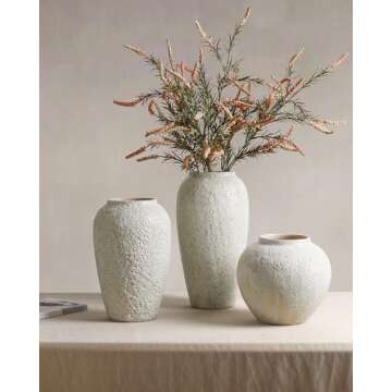 Kokrose Rustic Ceramic Table Vase for Elegant Home Decor