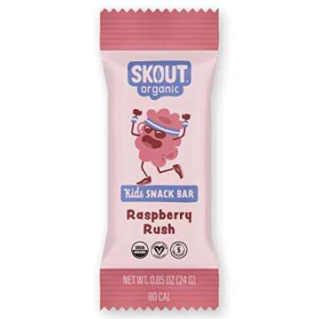 Skout Organic Raspberry Rush Kids Snack Bars (18 Pack) | Organic Kids Snack Bars | Plant-Based Nutrition, No Refined Sugar | Vegan | Gluten, Dairy, Grain, Peanut, Tree Nut & Soy Free