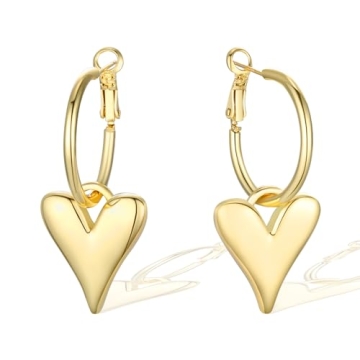 Veotain Heart Dangle Earrings | Lightweight Huggie Hoops