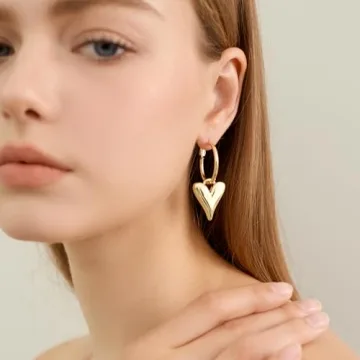 Veotain Heart Dangle Earrings | Lightweight Huggie Hoops