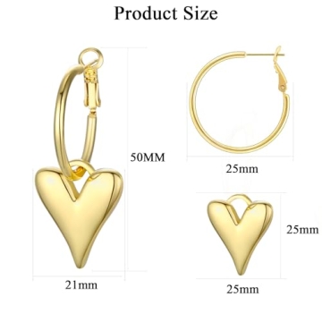 Veotain Heart Dangle Earrings | Lightweight Huggie Hoops
