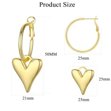 Veotain Heart Dangle Earrings | Lightweight Huggie Hoops