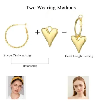 Veotain Heart Dangle Earrings | Lightweight Huggie Hoops