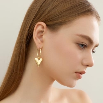 Veotain Heart Dangle Earrings | Lightweight Huggie Hoops