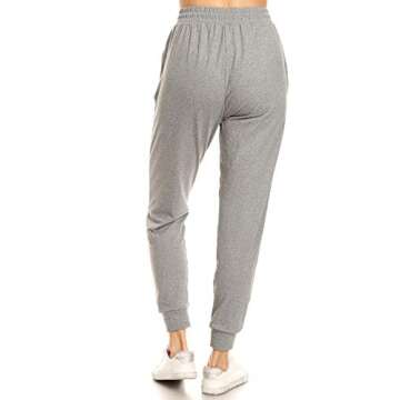 Leggings Depot Womens Relaxed fit Jogger Pants - Track Cuff Sweatpants with Pockets, Heather Grey, Medium