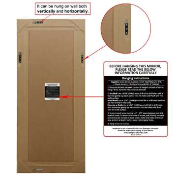 Empire Art Direct Rectangular Solid Wood Frame Wall Covered Antique Panels, 1"-Beveled Center Mirror, Vanity, Bathroom, Living Room ＆ Bedroom, 24" x 54", Ready to Hang, Clear