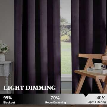 OVZME Ian Purple Velvet Curtains 84 inches Length 2 Panels - Luxury Room Darkening Curtains for Bedroom Living Room Thermal Insulated Super Soft Window Drapes, Grommets Top, W42 x L84