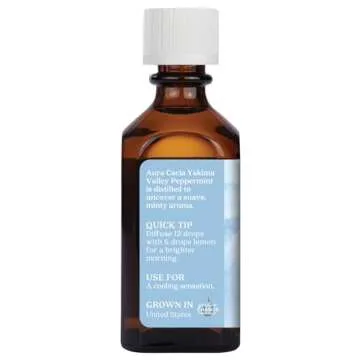 Aura Cacia Peppermint Essential Oil, 2-Ounce, Cools Skin, Fresh Minty Aroma, No Synthetic Fragrances, Color or Preservatives