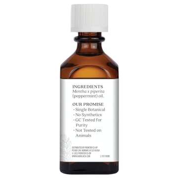 Aura Cacia Peppermint Essential Oil, 2-Ounce, Cools Skin, Fresh Minty Aroma, No Synthetic Fragrances, Color or Preservatives