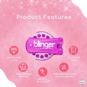 Blinger Ultimate Set, Glam Collection, Comes with Glam Styling Tool & 225 Gems - Load, Click, Bling! Hair, Fashion, Anything! (Amazon Exclusive)