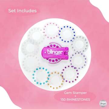 Blinger Ultimate Set, Glam Collection, Comes with Glam Styling Tool & 225 Gems - Load, Click, Bling! Hair, Fashion, Anything! (Amazon Exclusive)