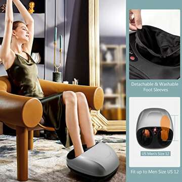 Giantex Foot Massager Machine with Heat and Remote, Shiatsu Foot Massager w/Deep Kneading Rolling Air Compression Built-in Heat Function, Adjustable Intensity, Foot Massage for Muscle Relax (Silver)