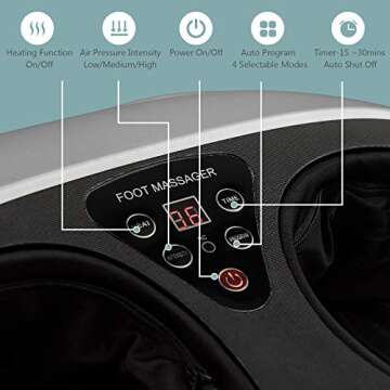 Giantex Foot Massager Machine with Heat and Remote, Shiatsu Foot Massager w/Deep Kneading Rolling Air Compression Built-in Heat Function, Adjustable Intensity, Foot Massage for Muscle Relax (Silver)