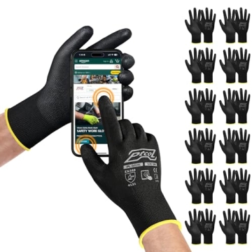 PTCOL PU Coated Work Gloves - 12 Pairs Bulk Pack for Light Duty