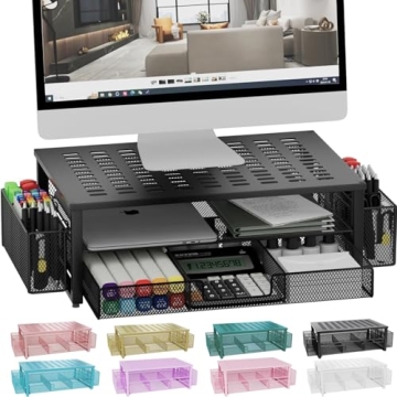 Gianotter Desk Monitor Stand with Drawer & Holders