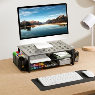 Gianotter Desk Monitor Stand with Drawer & Holders