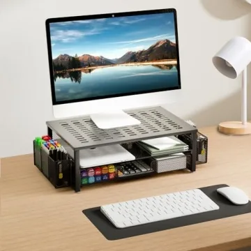 Gianotter Desk Monitor Stand with Drawer & Holders