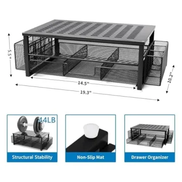 Gianotter Desk Monitor Stand with Drawer & Holders