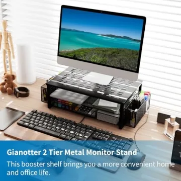 Gianotter Desk Monitor Stand with Drawer & Holders