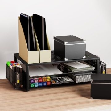 Gianotter Desk Monitor Stand with Drawer & Holders