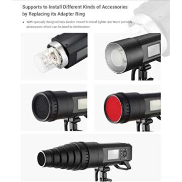 Godox AD400Pro All-in-One Outdoor Flash Strobe Light, 400W 2.4G TTL 0.01-1s Recycle Time, 1/8000s HSS Studio Portable Speedlite with Battery for Canon Sony Nikon Fuji Camera (AD400 Pro)