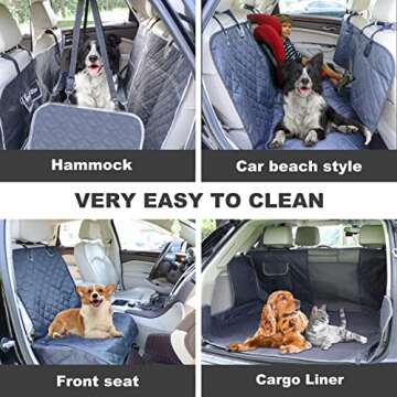 VanGeeStar Dog Car Seat Cover for Back Seat, Waterproof Pet Hammock, 5 in 1 Cars Rear Seat Protector, Scratch-Ristant, Nonslip, Durable, Prevent Dirt, Suitable for Sedan/Truck/SUV