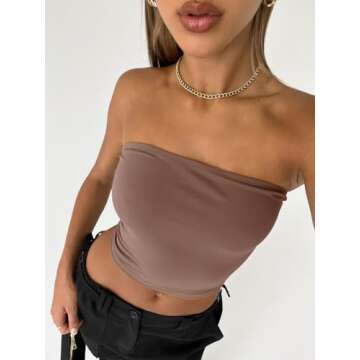 Trendy Queen Womens 3 Pack Tube Tops Crop Going Out Strapless Basic Backless Bandeau Bra Summer Outf...