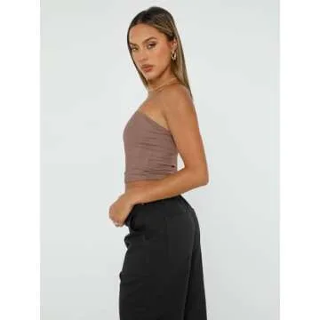 Trendy Queen Womens 3 Pack Tube Tops Crop Going Out Strapless Basic Backless Bandeau Bra Summer Outfits 2025 White Black Coffee Grey XS