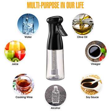 Hair Mister Spray Bottle, 6.8oz/200ml Sprayer Continuous Hair Water Ultra Fine Mister for Hair Styling, Plants, Cleaning, Misting & Skin Care