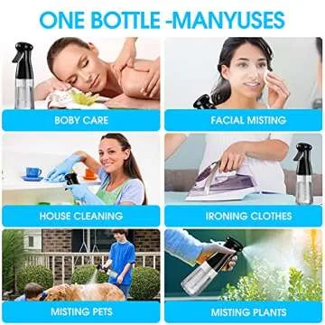 Hair Mister Spray Bottle, 6.8oz/200ml Sprayer Continuous Hair Water Ultra Fine Mister for Hair Styling, Plants, Cleaning, Misting & Skin Care