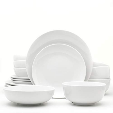 Euro Ceramica Essential Collection Porcelain Dinnerware Set, 16 Piece Dinnerware Set, Service for 4,...