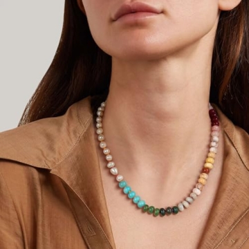 KissYan Gemstone Necklace - Colorful Boho Jewelry for Women